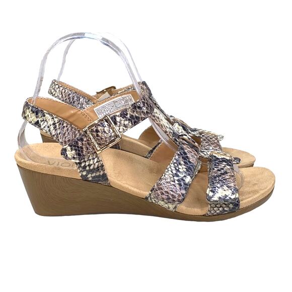 Vionic Women’s Glenda Natural Snakeskin Wedge Sandal Size US 7 - Picture 1 of 11
